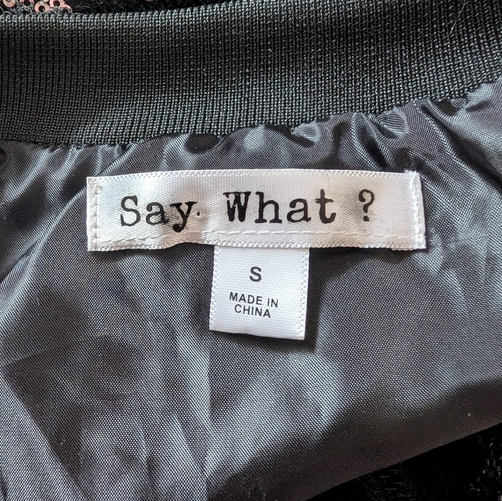 Say What? Women's Size Small Sequin Star Bomber Jacket Silver Glitter Glam - Picture 8 of 9